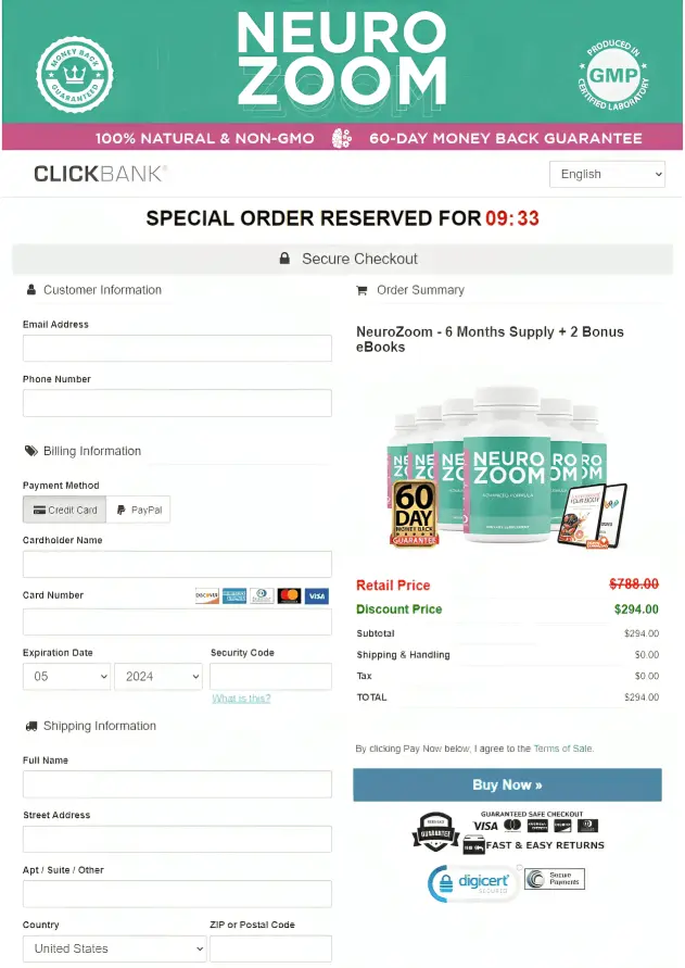 neurozoom buy page